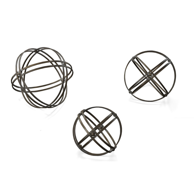 World Menagerie Metal Decor Orbs Set 3 Large Wayfair